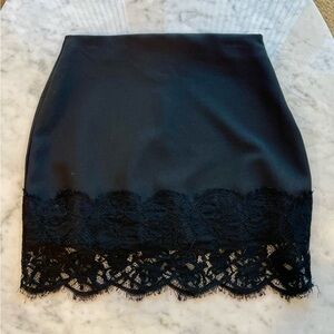 AQUA Mini Slip Skirt w/ Lace Detail, side zip, XS, never worn